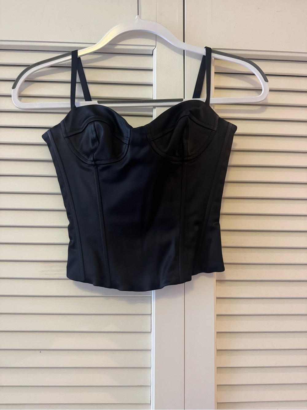Wilfred Black Faux-Leather Corset Camisole with Adjustable Straps